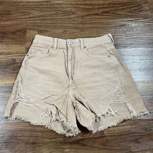 American Eagle Outfitters High Rise Jean Shorts Cut off Distressed Beige Women 4